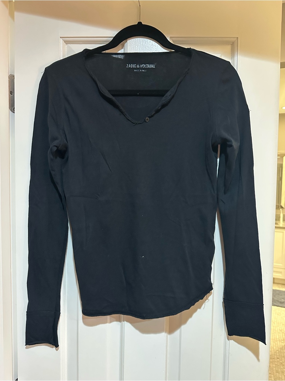 Zadig & Voltaire Black Long-Sleeve V-Neck Tee